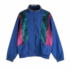 Vintage Active Frontier Windbreaker Active Full Zip Jacket Colorblock Petite LG